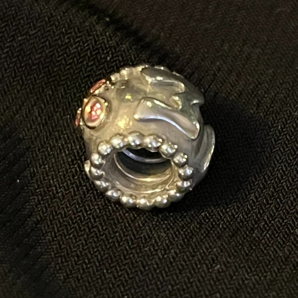 Pandora Mom Charm – Sterling Silver, 14K Gold & Pink CZ Flower – Retired - Picture 5 of 7